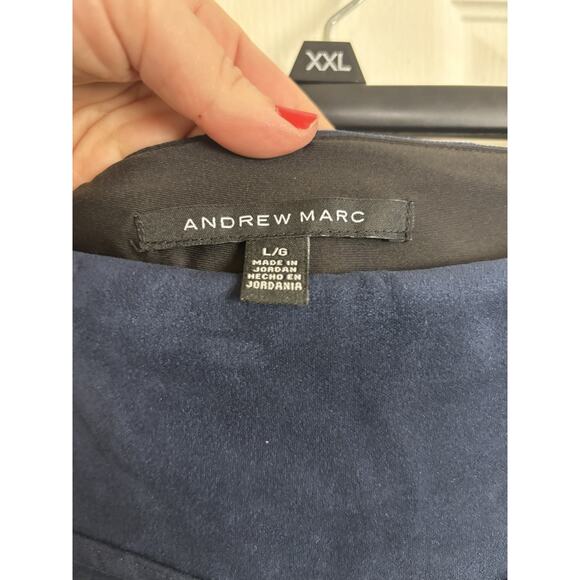 Anthony Marc Navy Faux Suede Pull On Pants Size Large Office Stretch Casual - Picture 4 of 6